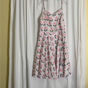 Magnolia Place Unique Vintage Pink Floral Midi Dress